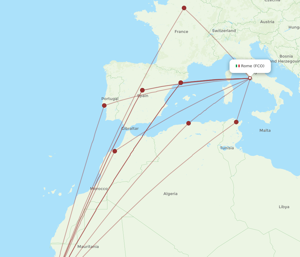 DSS to FCO flights and routes map