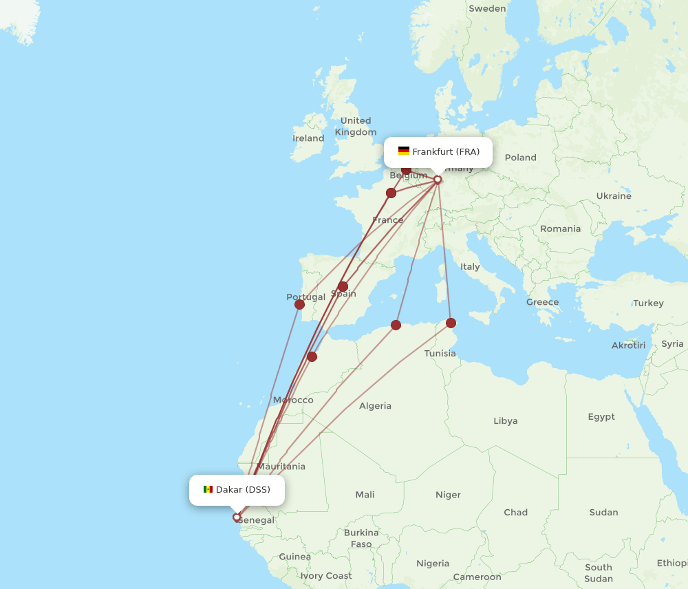 DSS-FRA flight routes