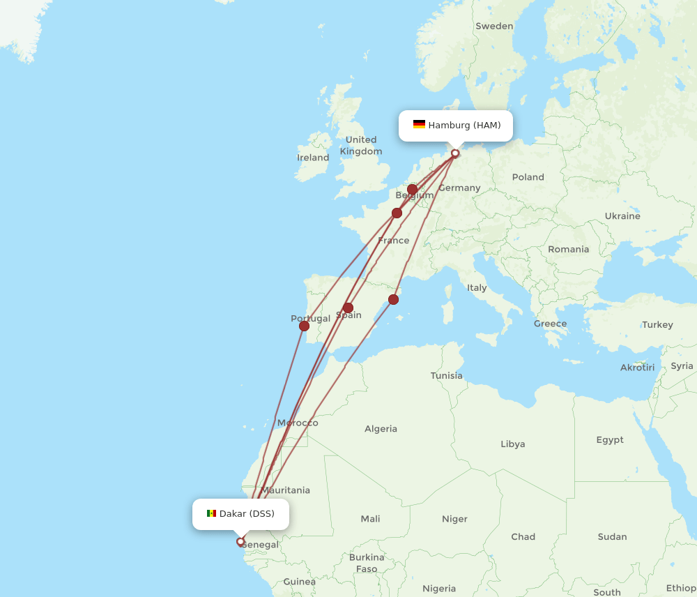 DSS-HAM flight routes