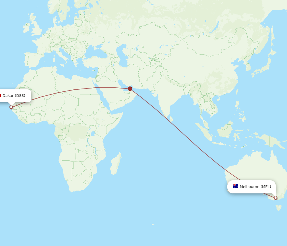 MEL to DSS flights and routes map