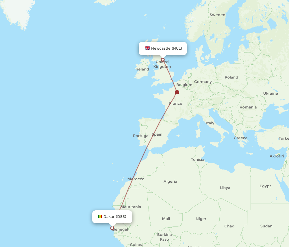 DSS-NCL flight routes