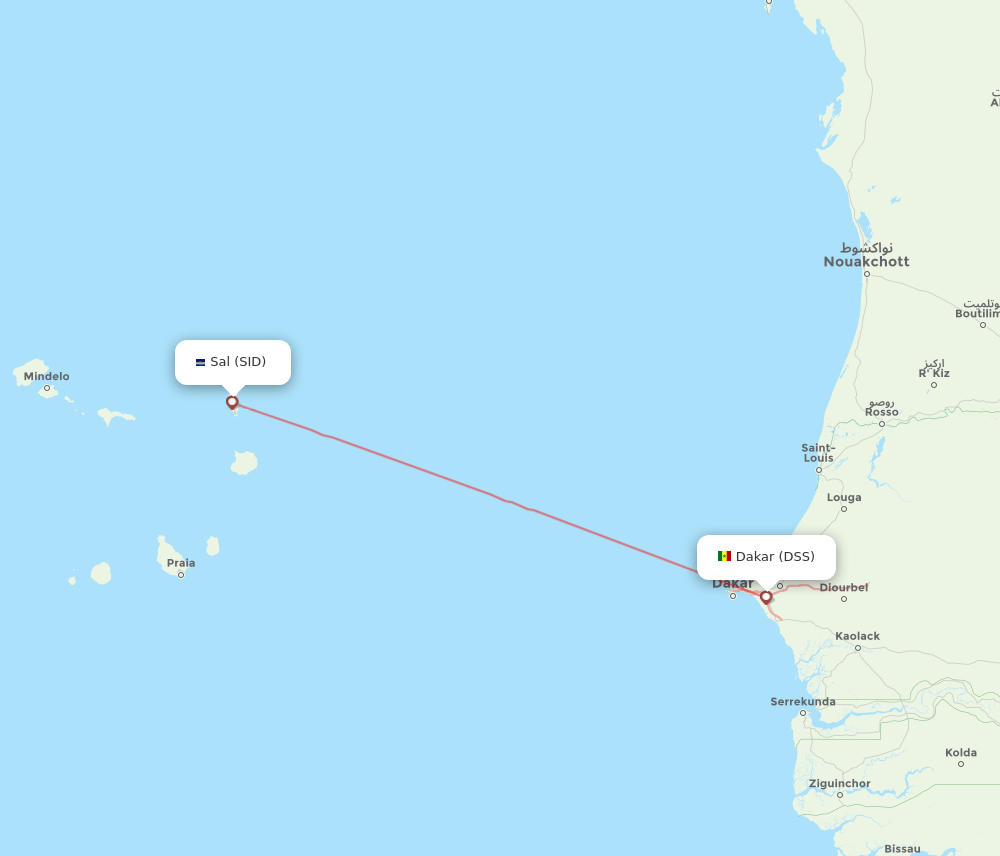 Dakar - Sal route map and flight paths