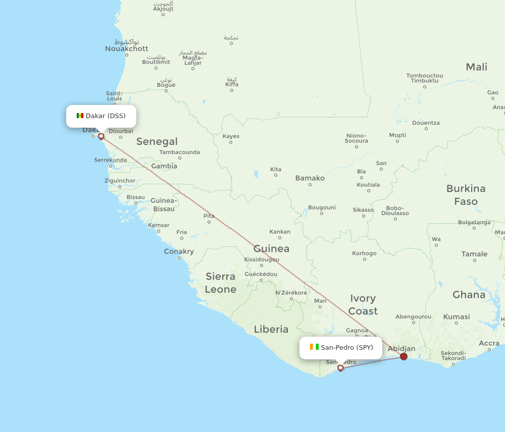 SPY to DSS flights and routes map