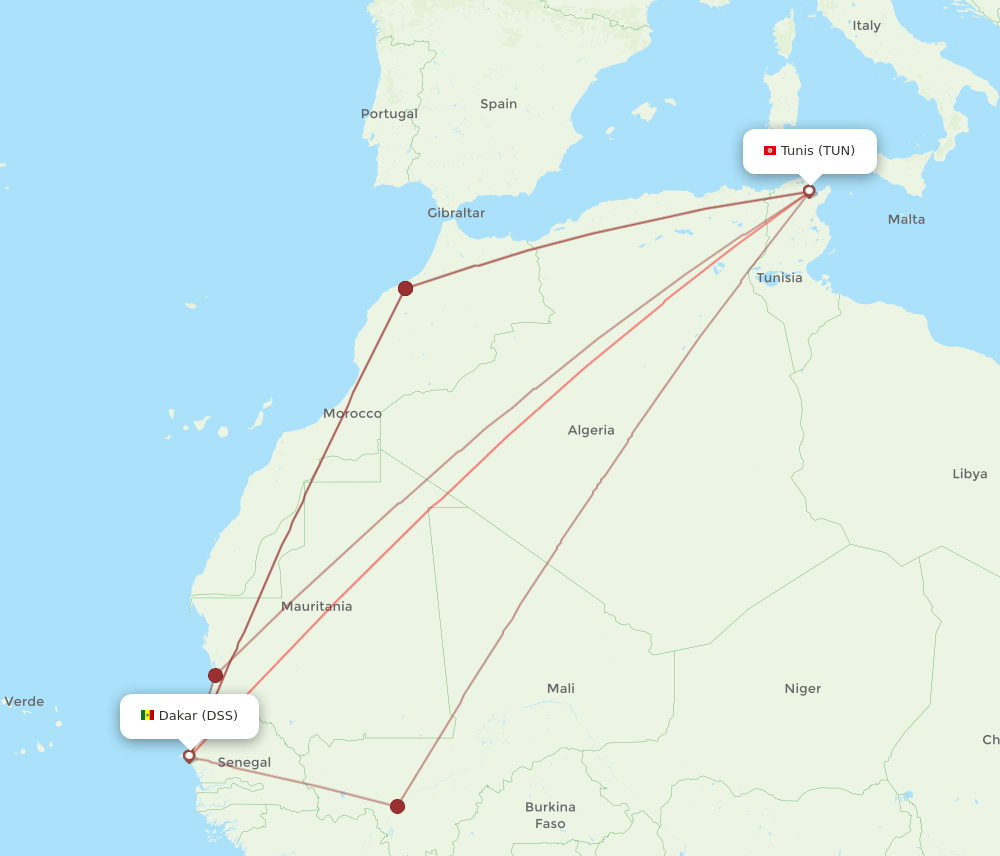 DSS-TUN flight routes