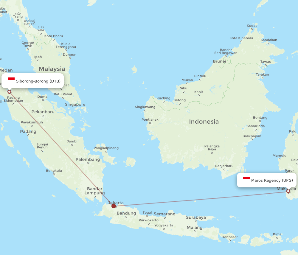 DTB to UPG flights and routes map