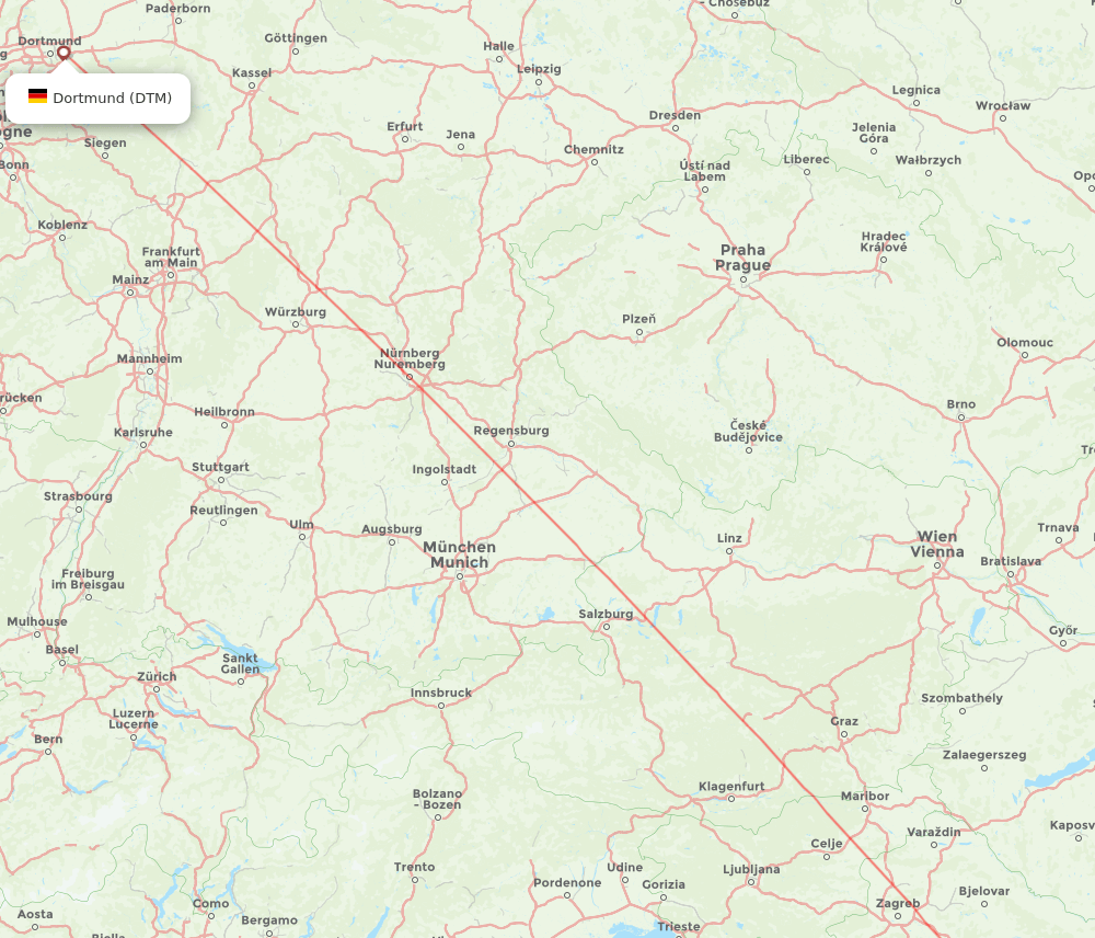 Dortmund - Banja Luka route map and flight paths