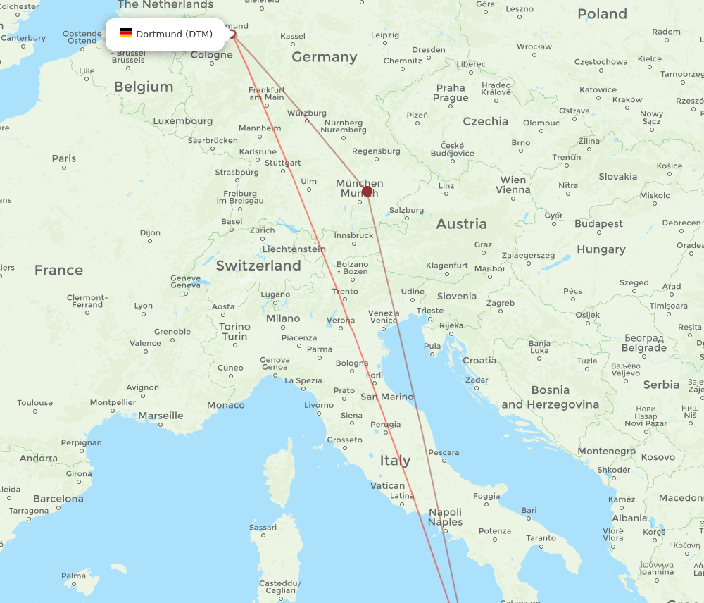 DTM to CTA flights and routes map