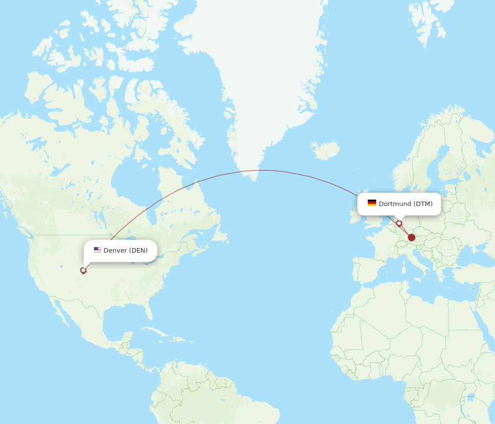 Denver - Dortmund route map and flight paths