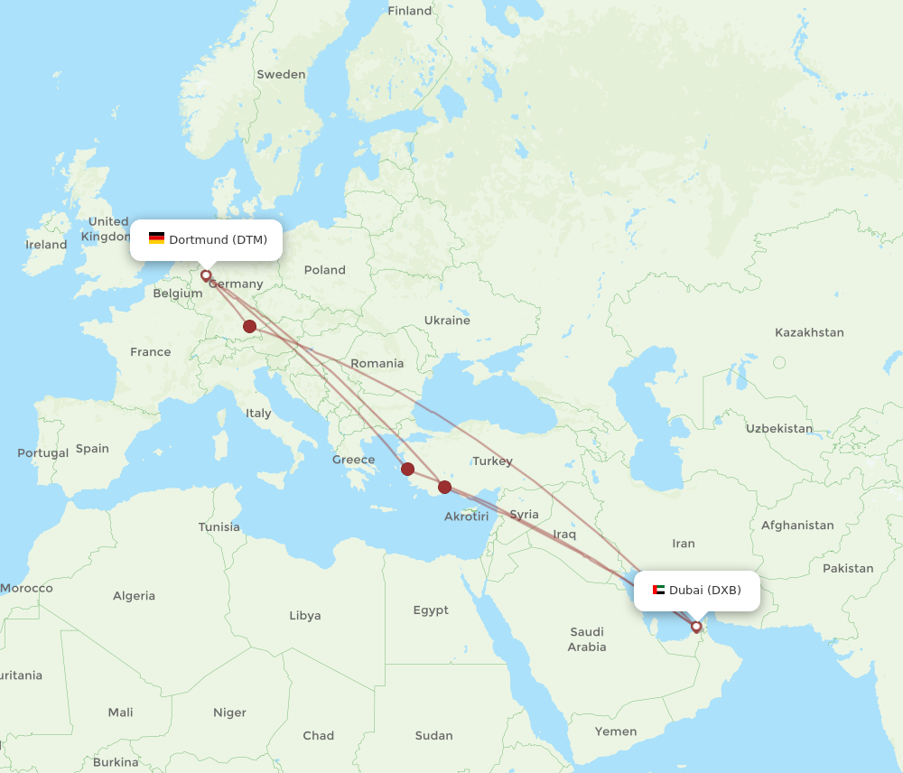 DTM to DXB flights and routes map