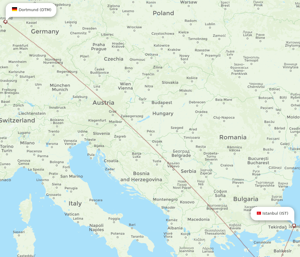 DTM to IST flights and routes map