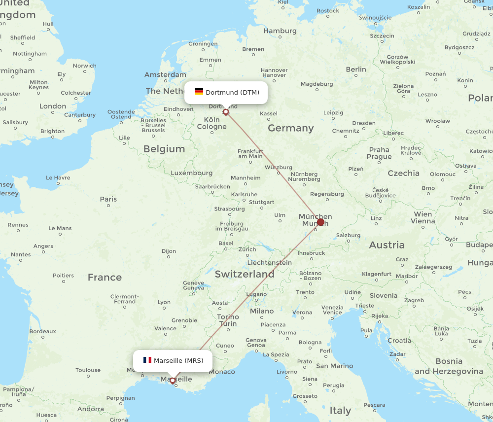 DTM to MRS flights and routes map