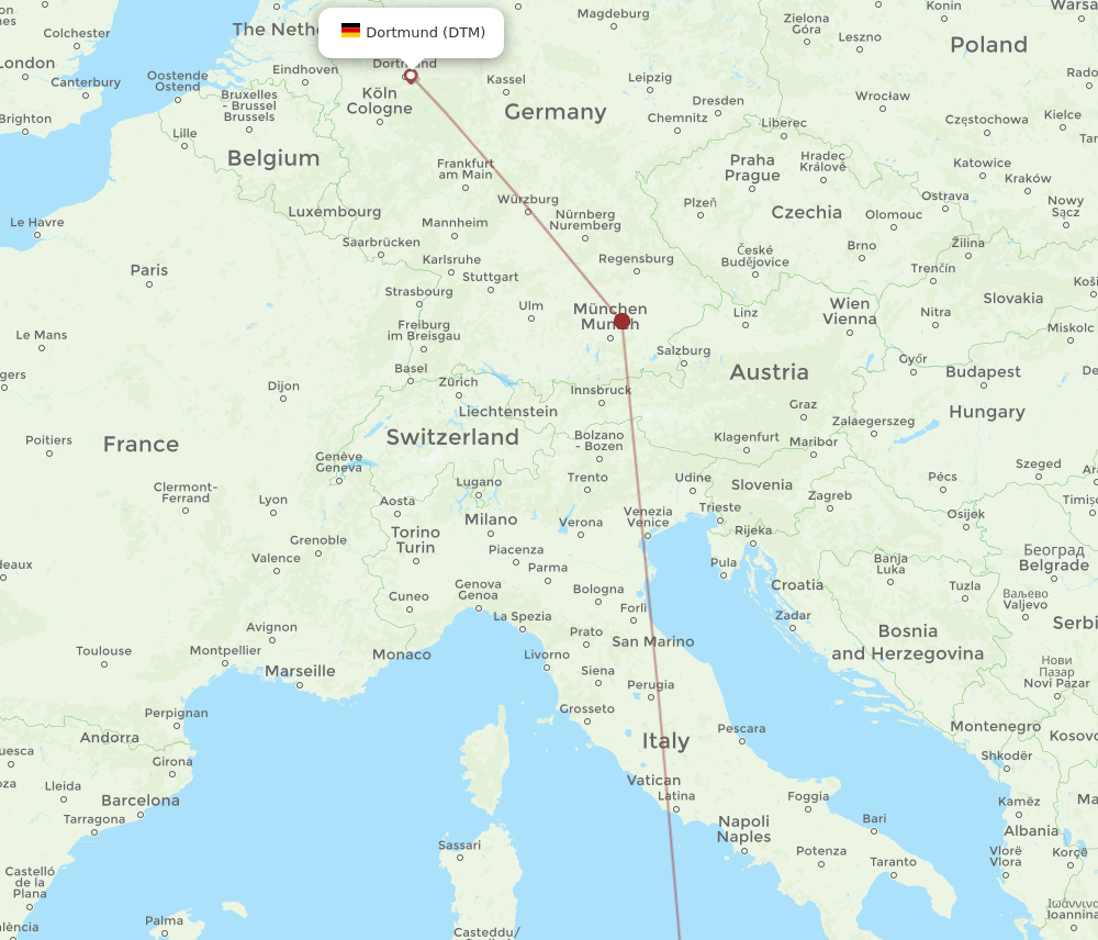 DTM to PMO flights and routes map