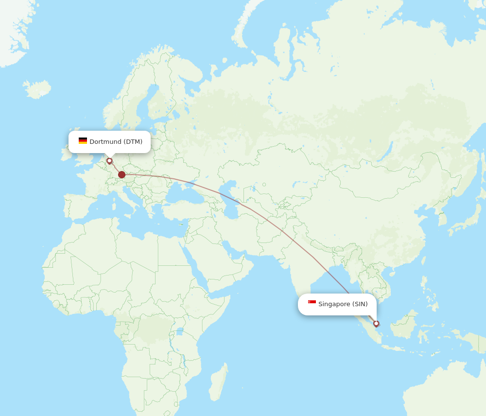 DTM to SIN flights and routes map