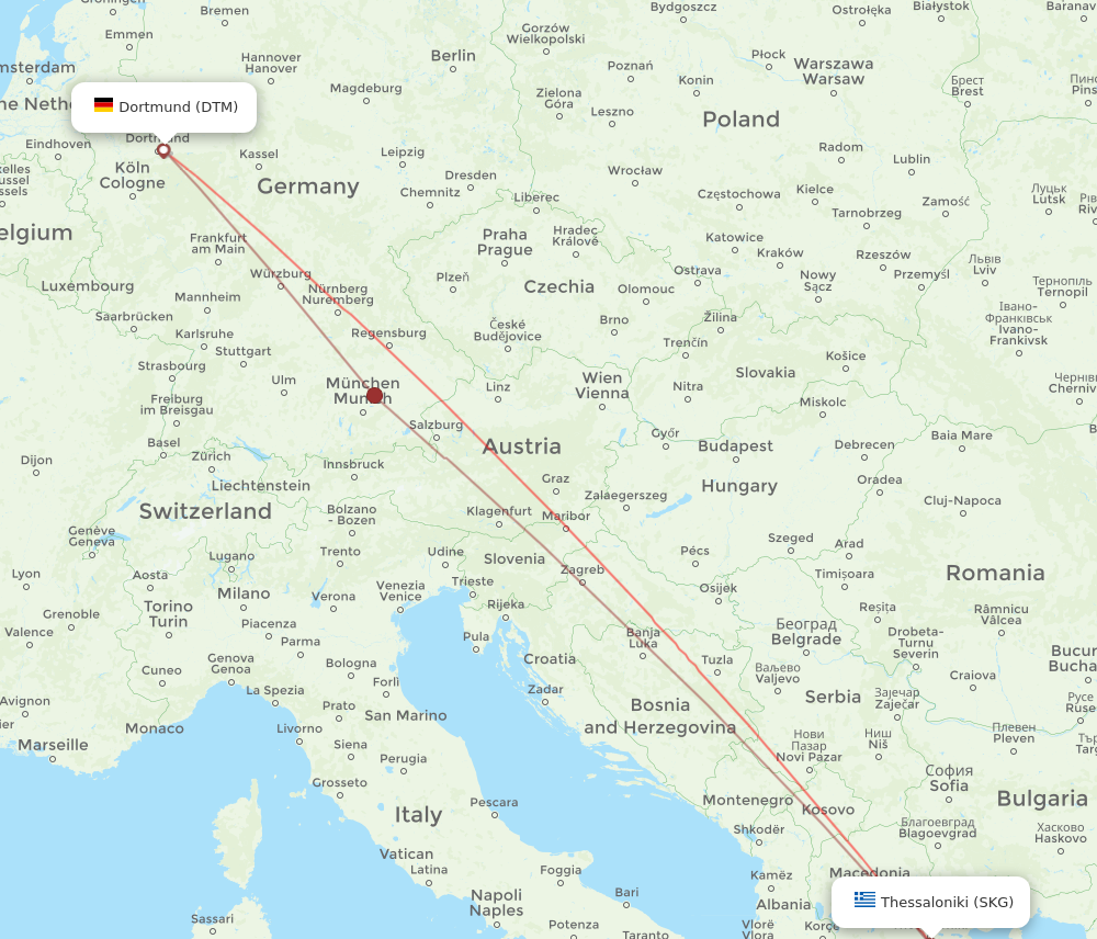 DTM to SKG flights and routes map