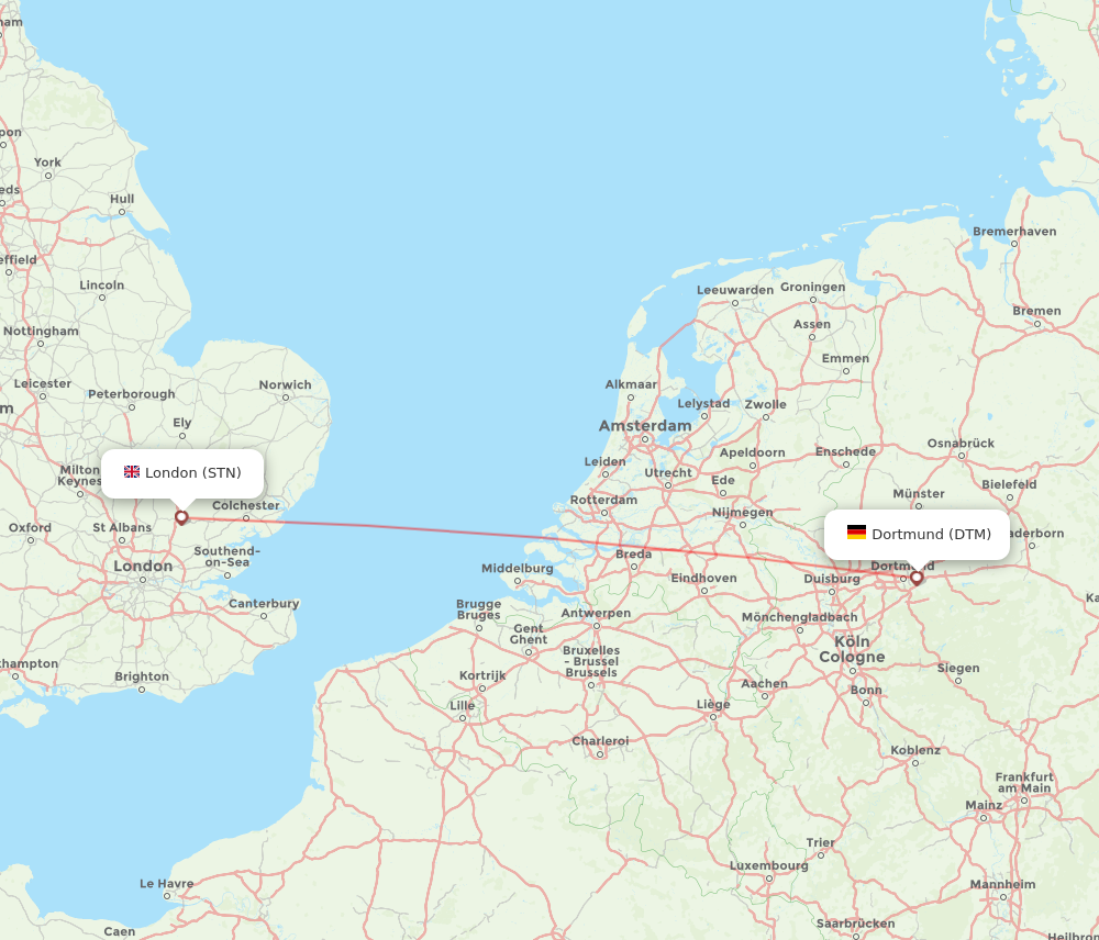 DTM to STN flights and routes map