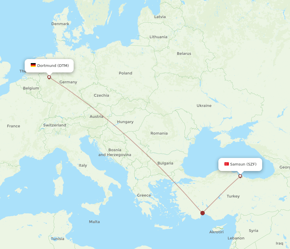 DTM to SZF flights and routes map