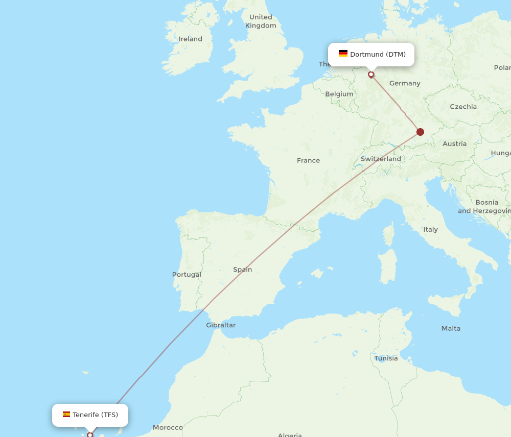 TFS to DTM flights and routes map