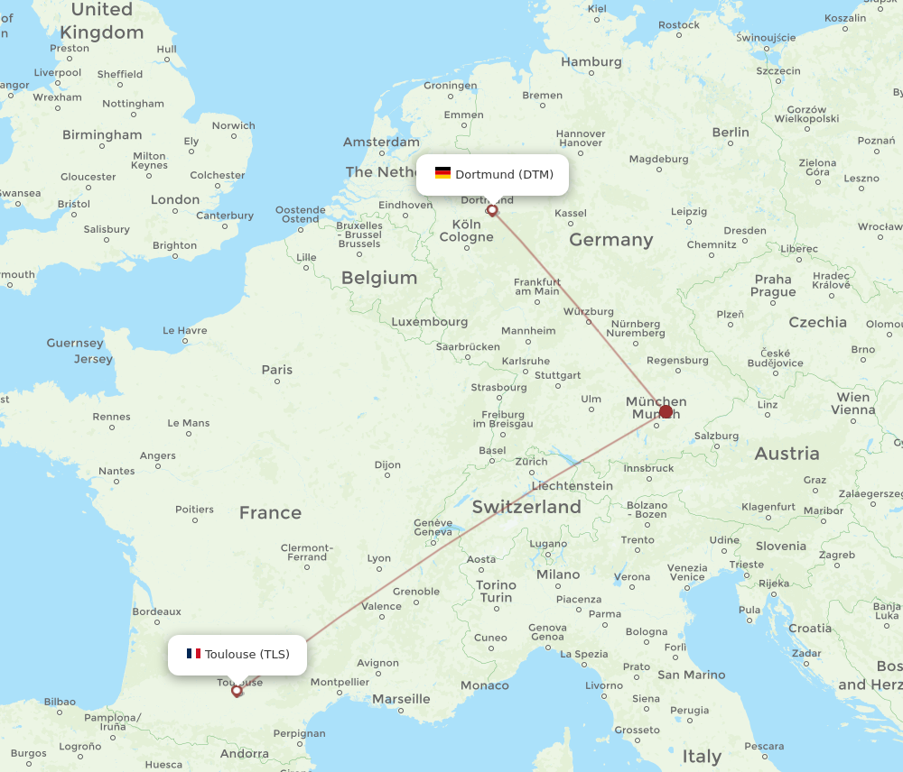 DTM to TLS flights and routes map