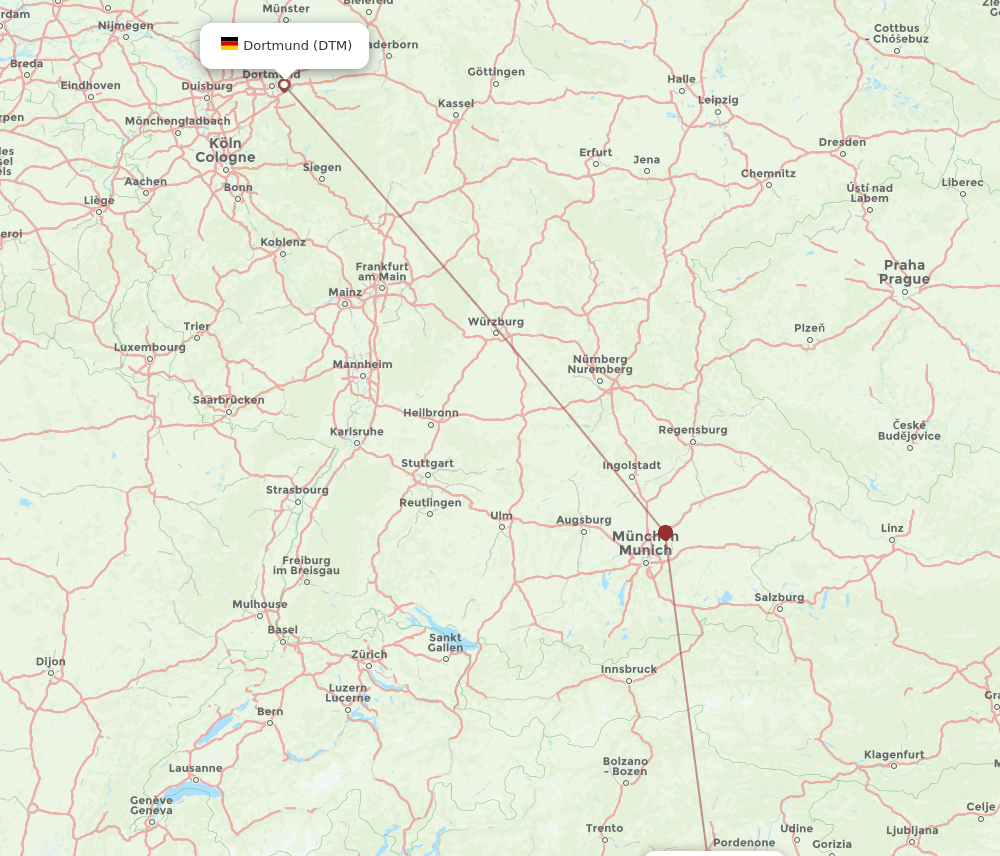 DTM to VCE flights and routes map