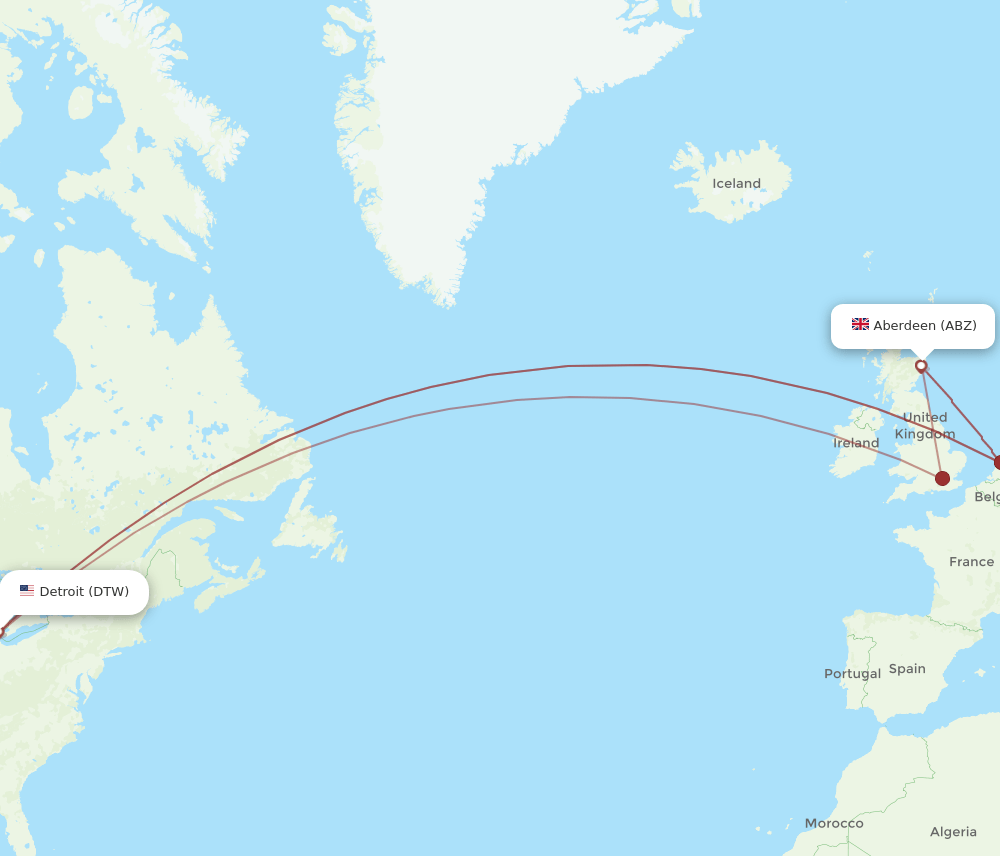 DTW-ABZ flight routes