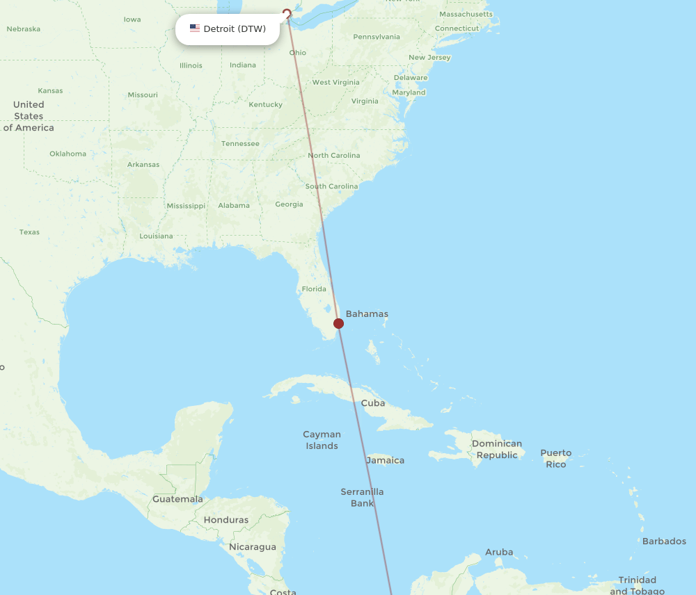 DTW-AXM flight routes