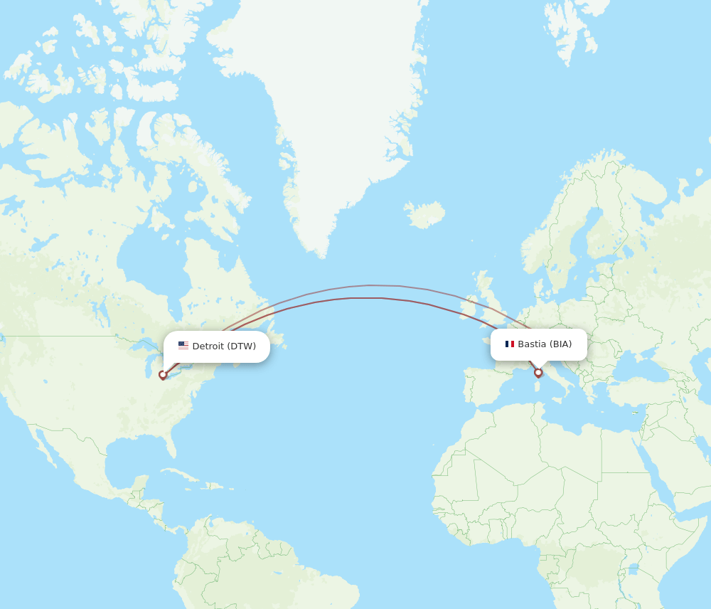 DTW-BIA flight routes