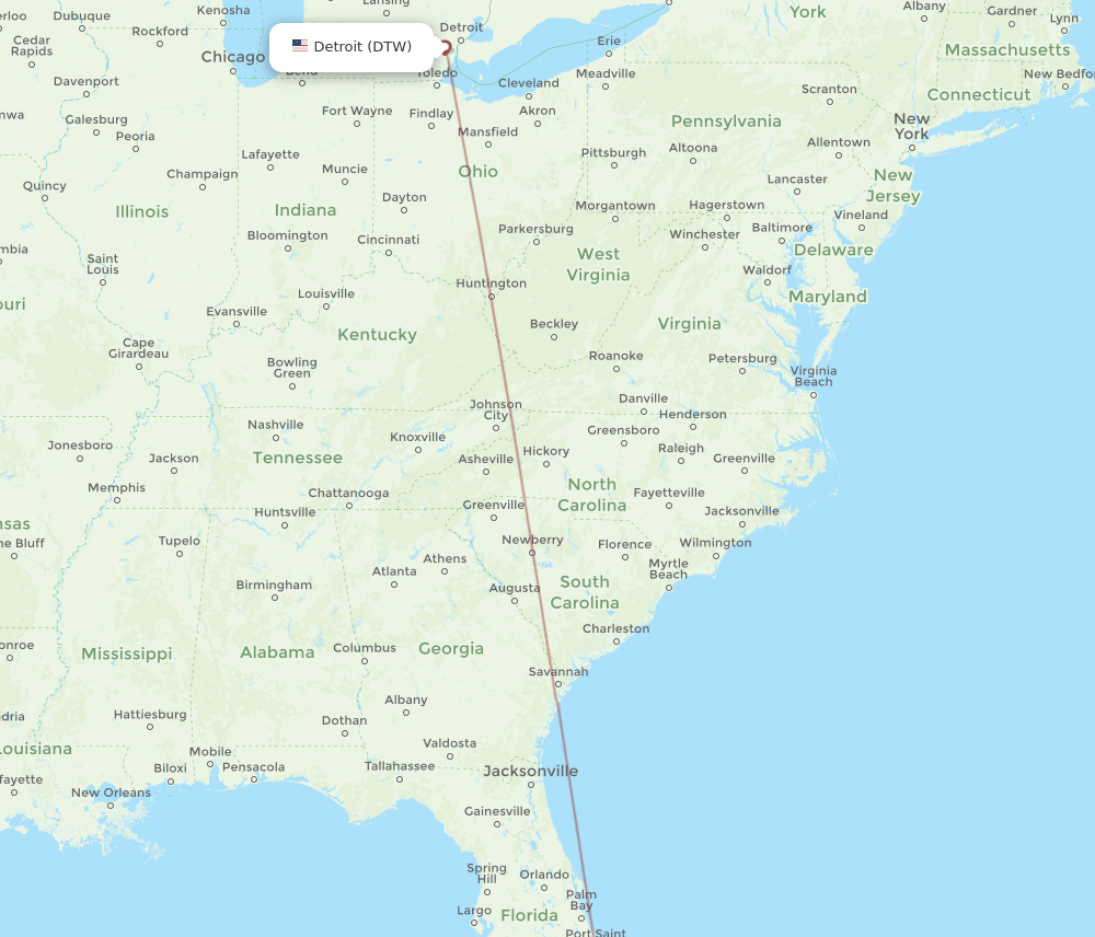 DTW-BIM flight routes