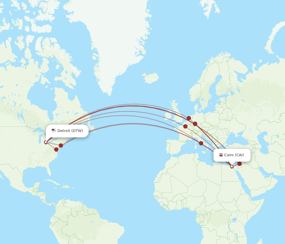 DTW-CAI flight routes