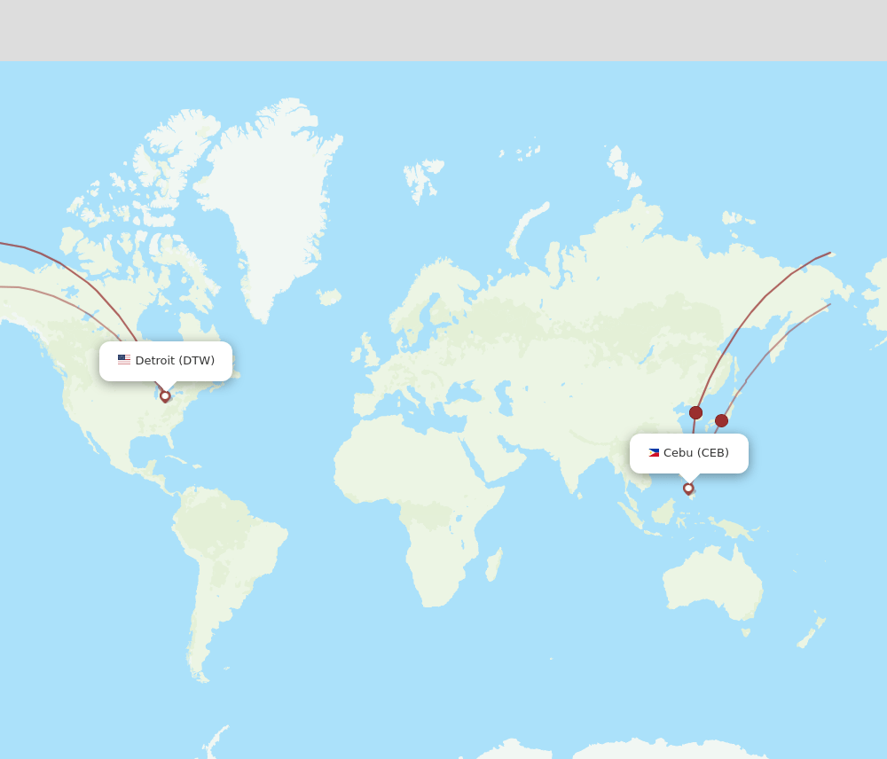 DTW-CEB flight routes