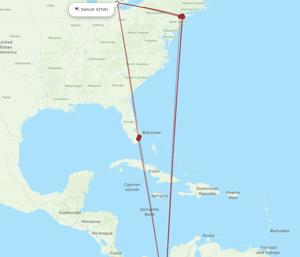 DTW-CLO flight routes