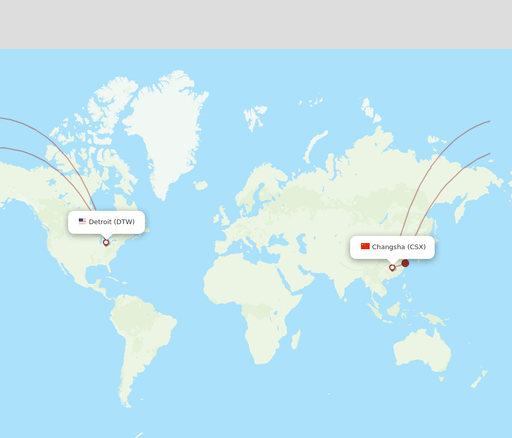 DTW-CSX flight routes
