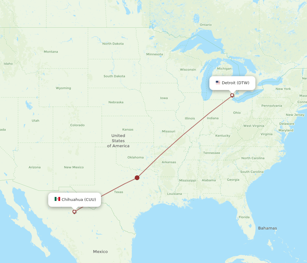 DTW-CUU flight routes