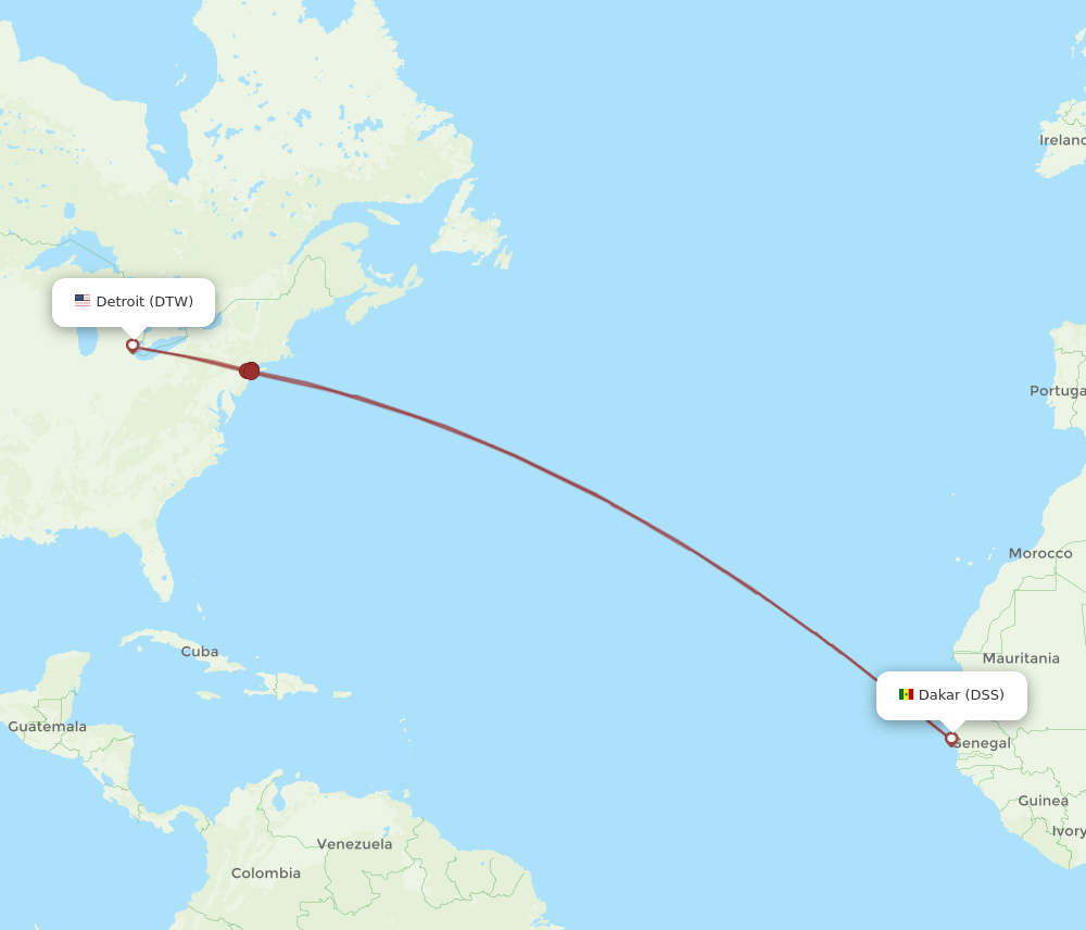 DTW-DSS flight routes