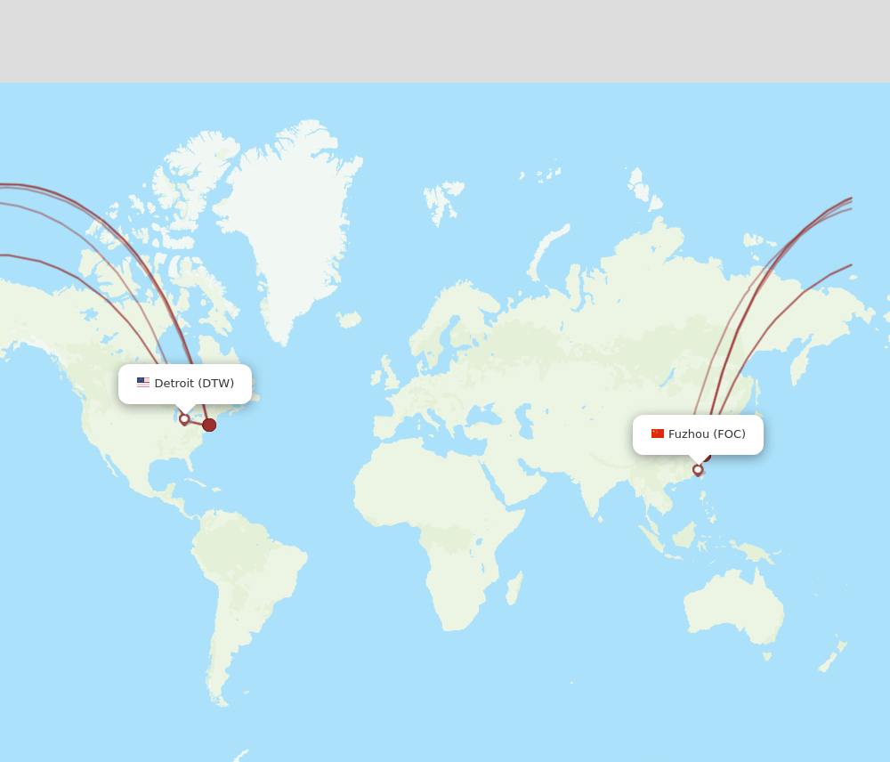 DTW-FOC flight routes