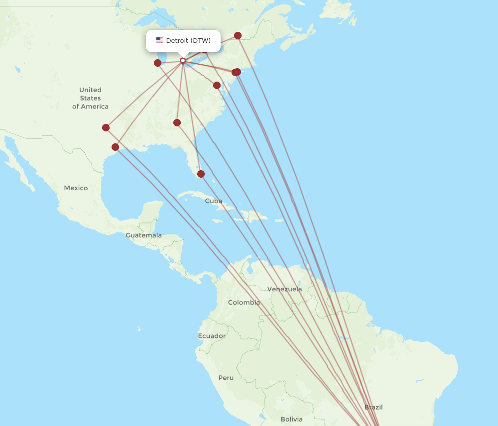 DTW-GRU flight routes