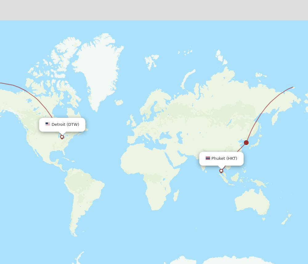 DTW-HKT flight routes