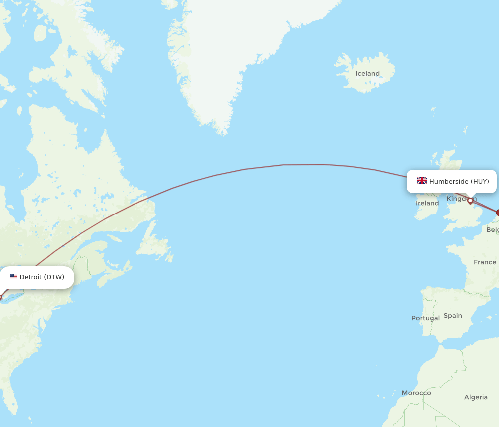 DTW-HUY flight routes