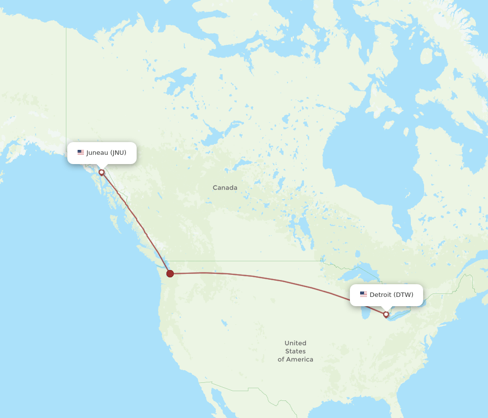 DTW-JNU flight routes