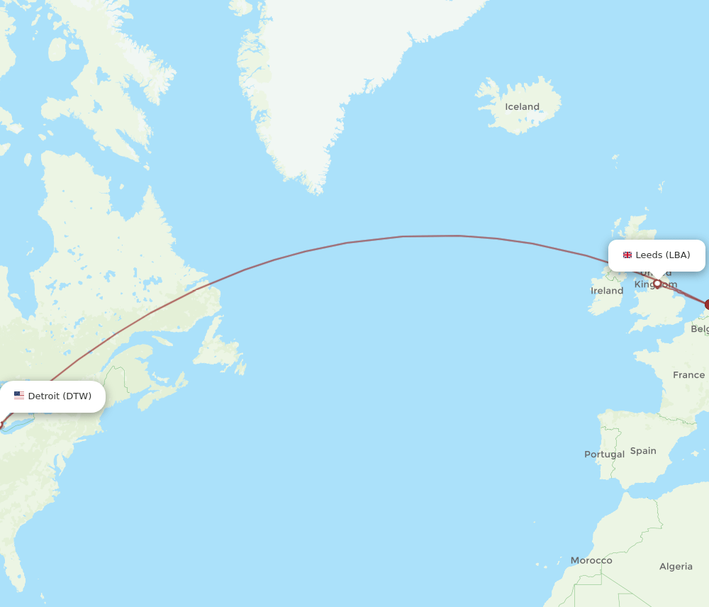 DTW-LBA flight routes