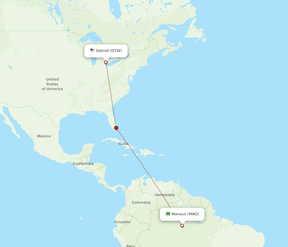 DTW-MAO flight routes