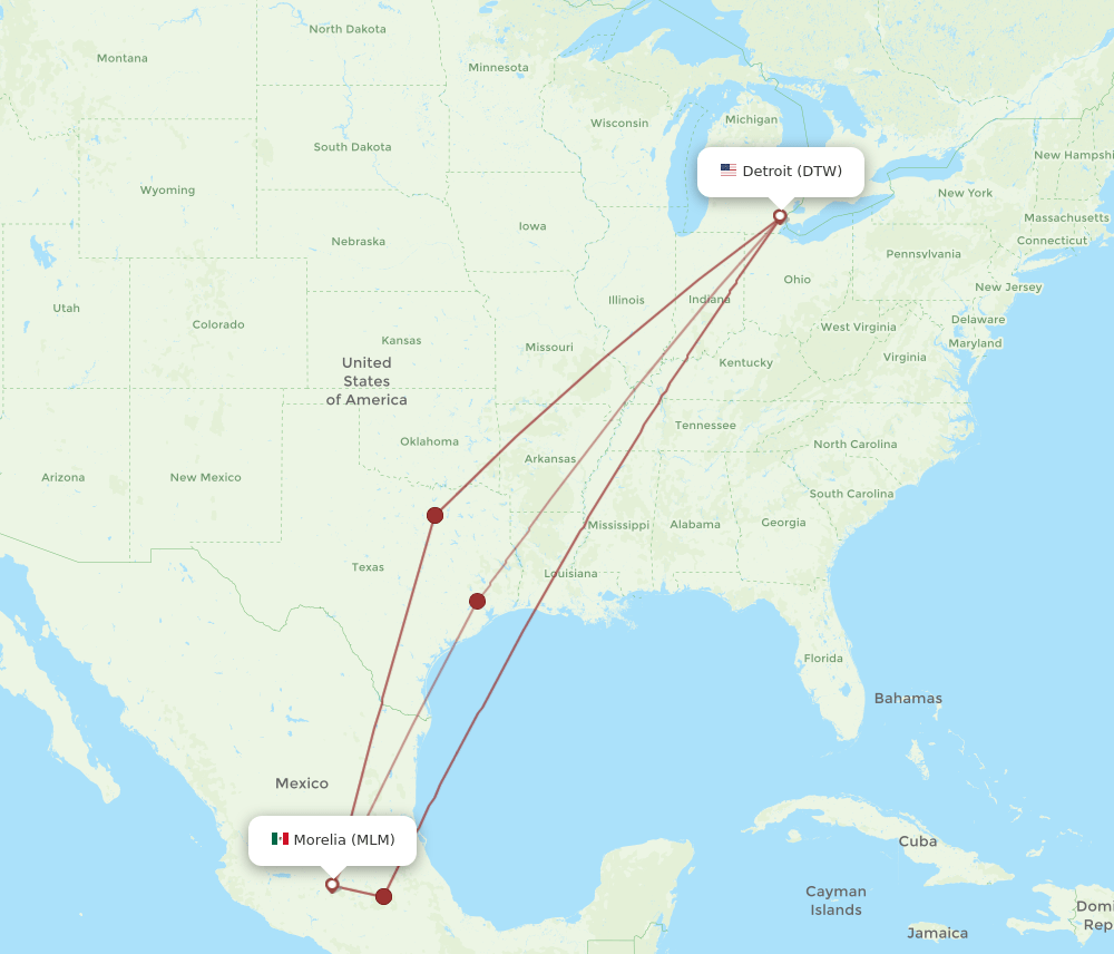 DTW-MLM flight routes