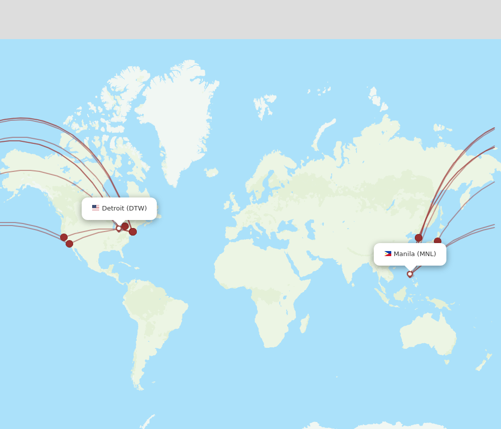 DTW-MNL flight routes