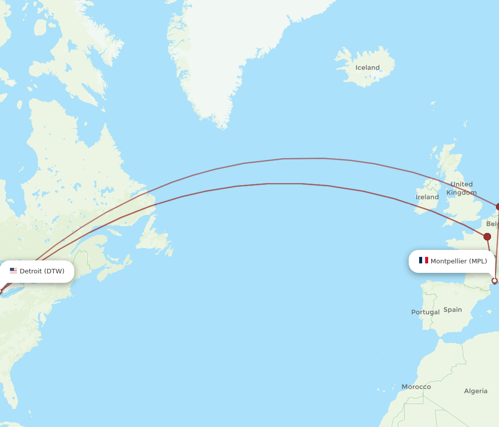 DTW-MPL flight routes