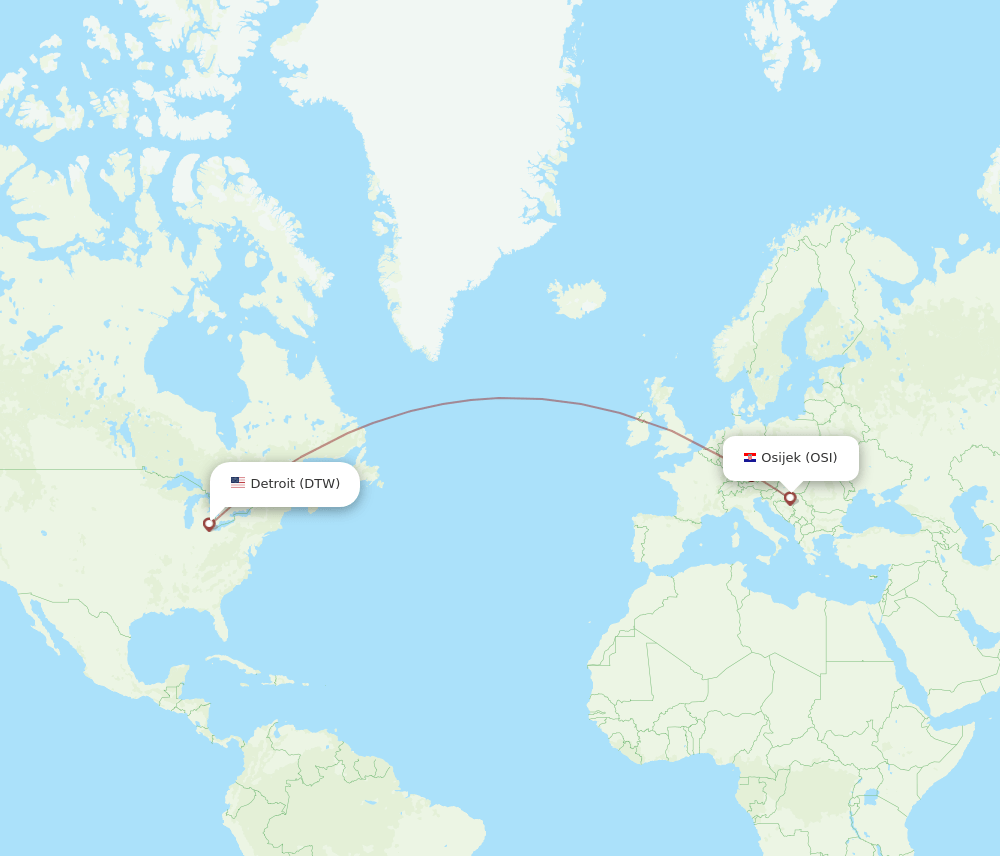 DTW-OSI flight routes