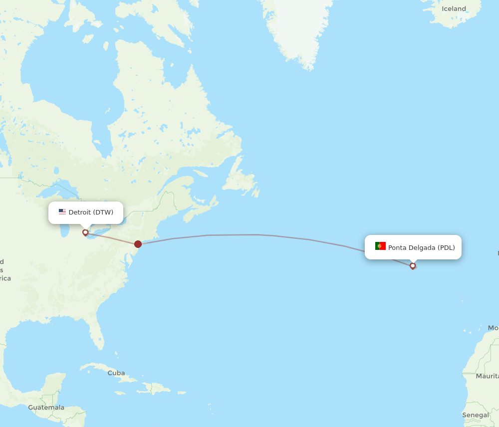 DTW-PDL flight routes