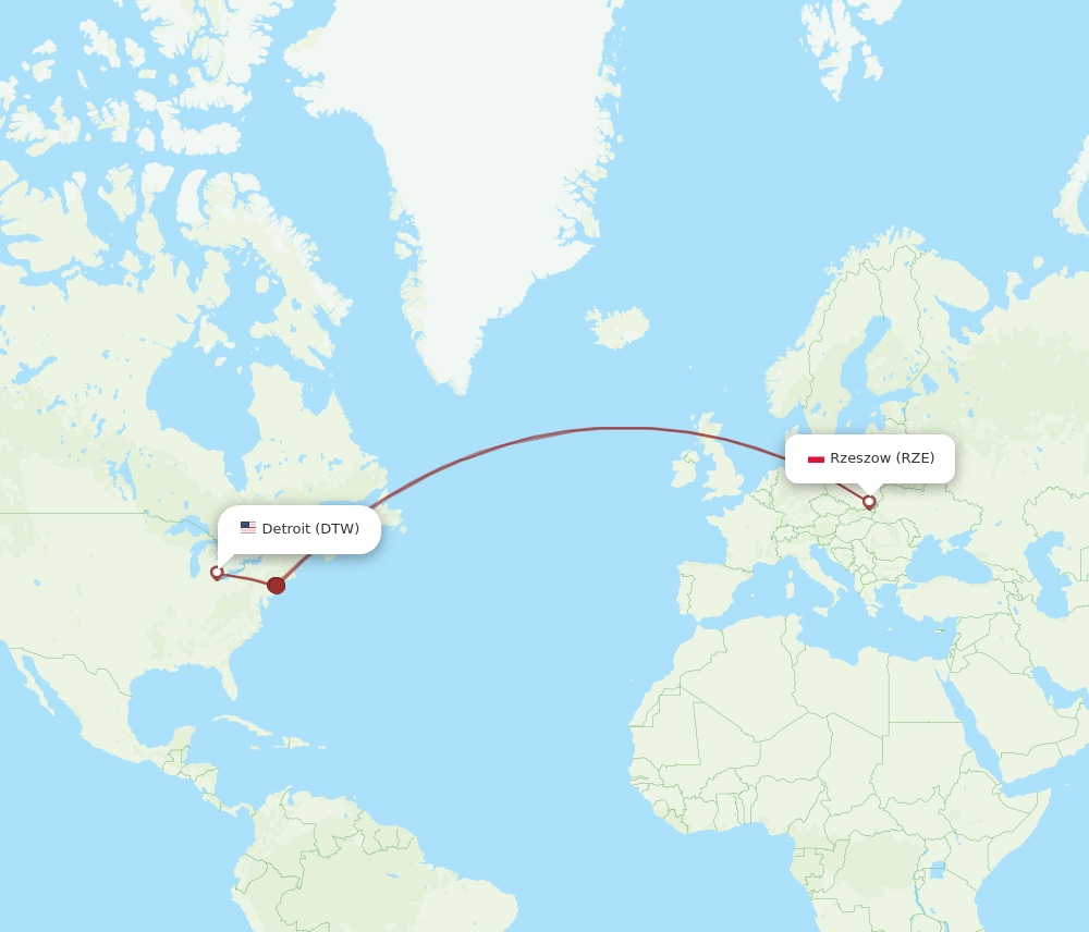 DTW-RZE flight routes