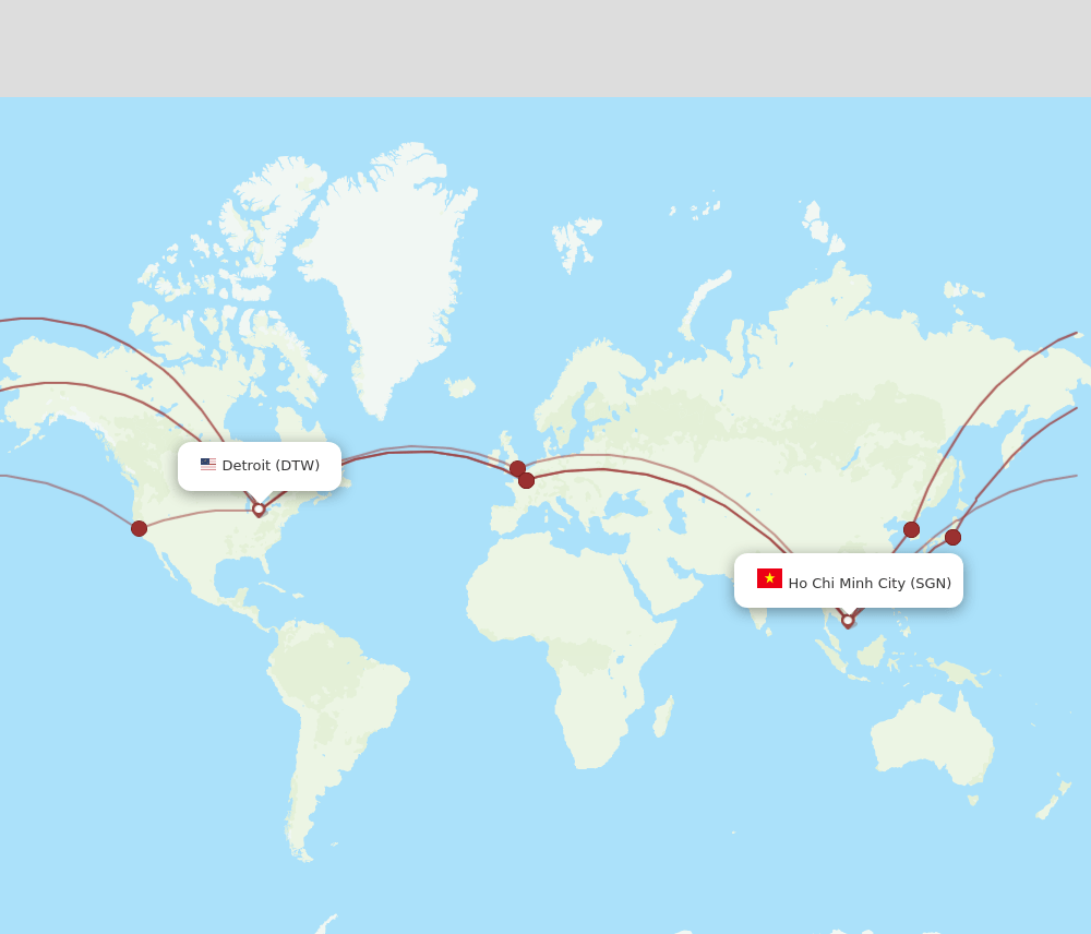 DTW-SGN flight routes