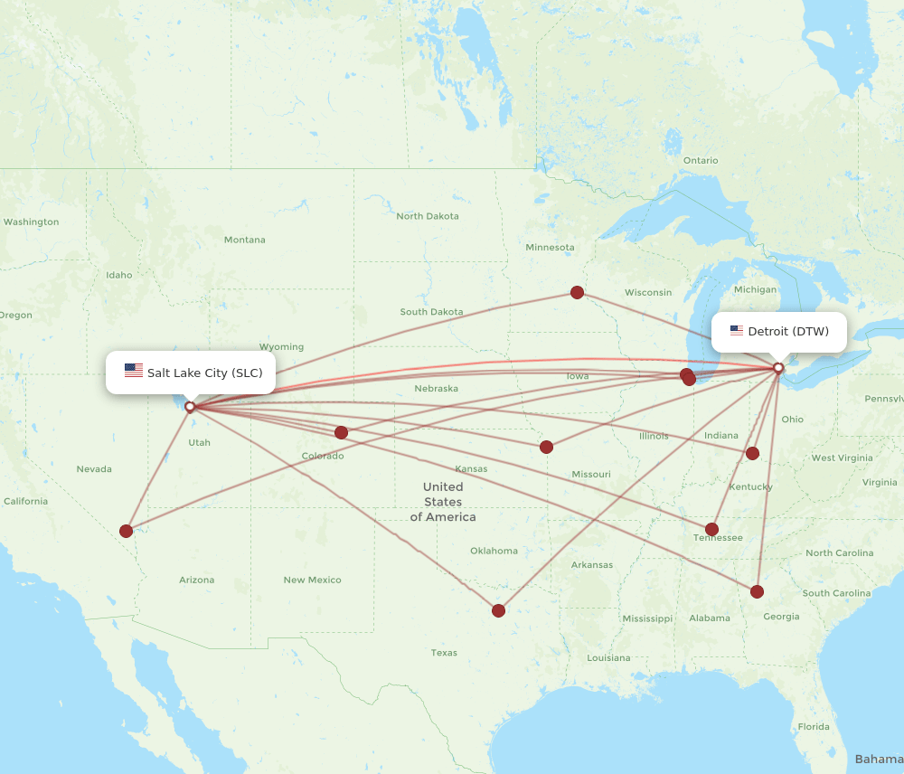 DTW-SLC flight routes
