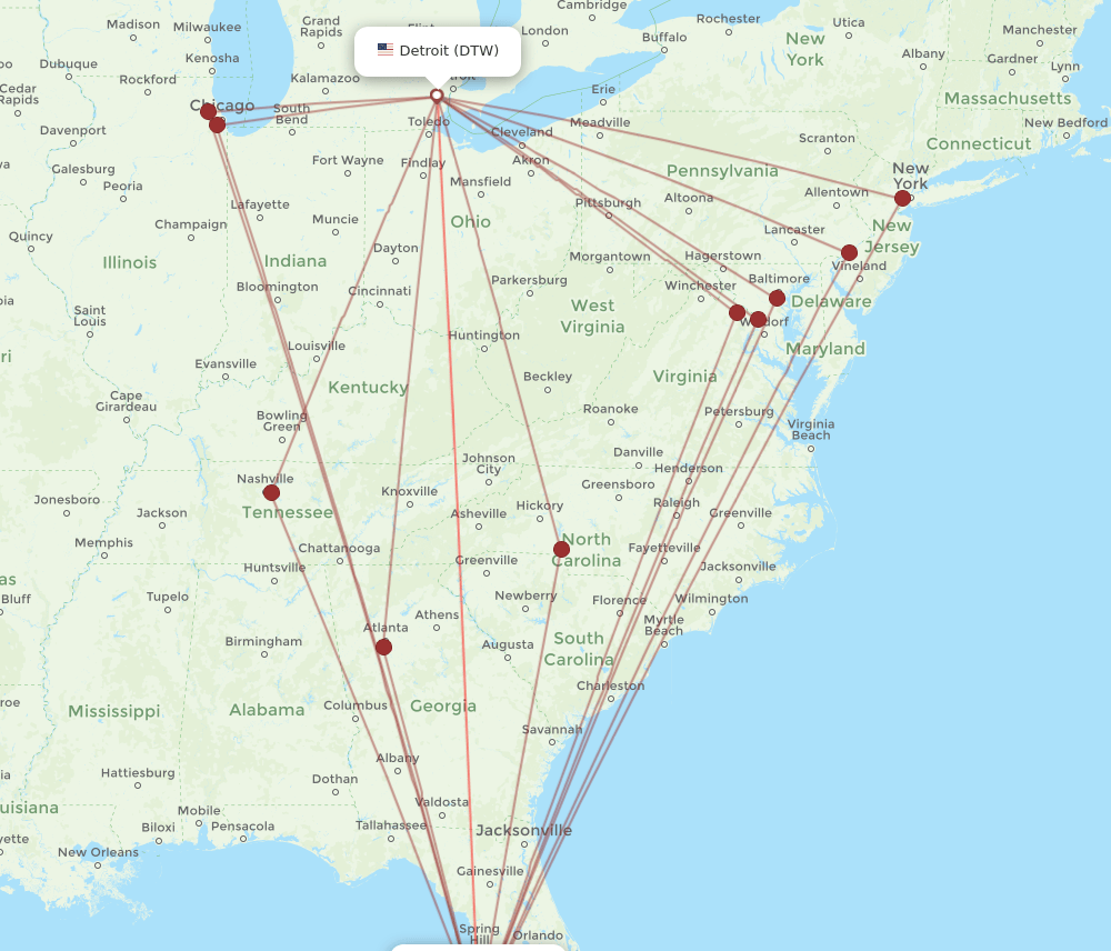 DTW-SRQ flight routes