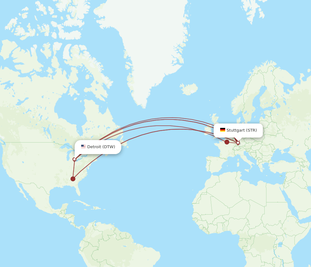 DTW-STR flight routes